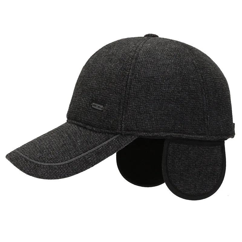 Fs boné de beisebol de inverno quente para homens de alta qualidade de feltro feminino earflap chapéus ao ar livre à prova de vento proteção de ouvido bonés de caminhoneiro casquette